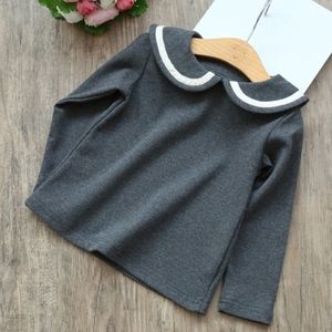 Toddler Peter Pan Collar Polo Shirt Gray Blouse